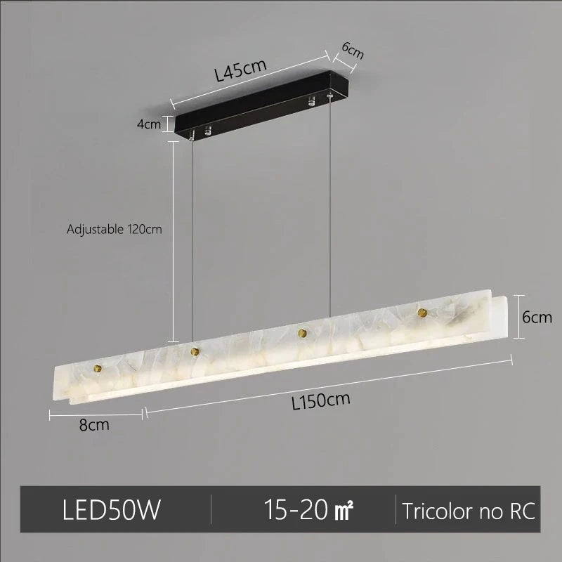 Luxury Linear Pendant Light LED Minimalist Natural Marble Chandelier Hanging Ceiling Fixtures for Kitchen Island Dining Room Bar