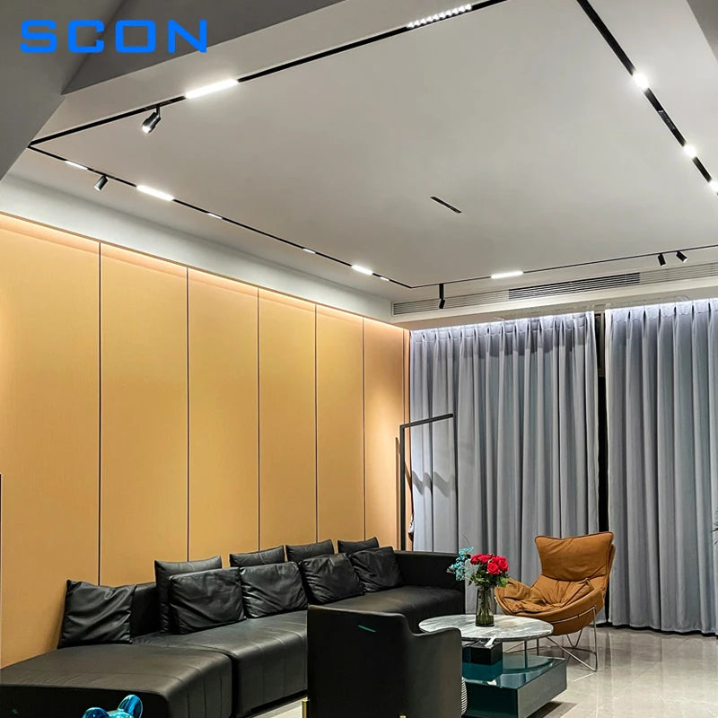 SCON Creative Magnetic Lamp Holder 34mm Width Aluminum 0.5M 1M Ceiling Recessed Suspended LED Magnet Mount Lights Track Rail