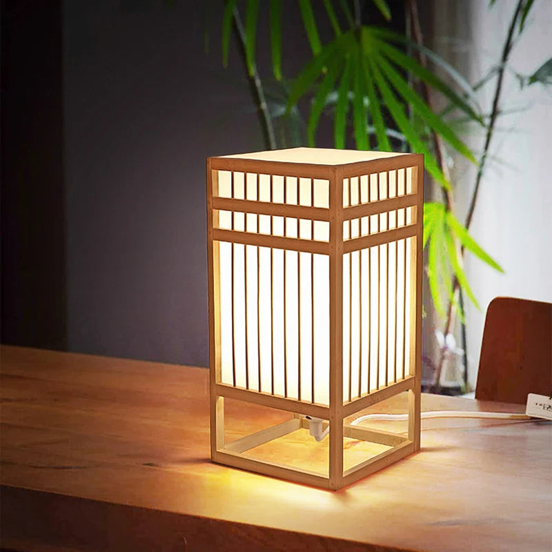 Bamboo Weaving Bamboo Handicrafts Minimalist Bedroom Study Desk Small Book Lamp Bedside Table Desk Lamp Japanese Book Lamp