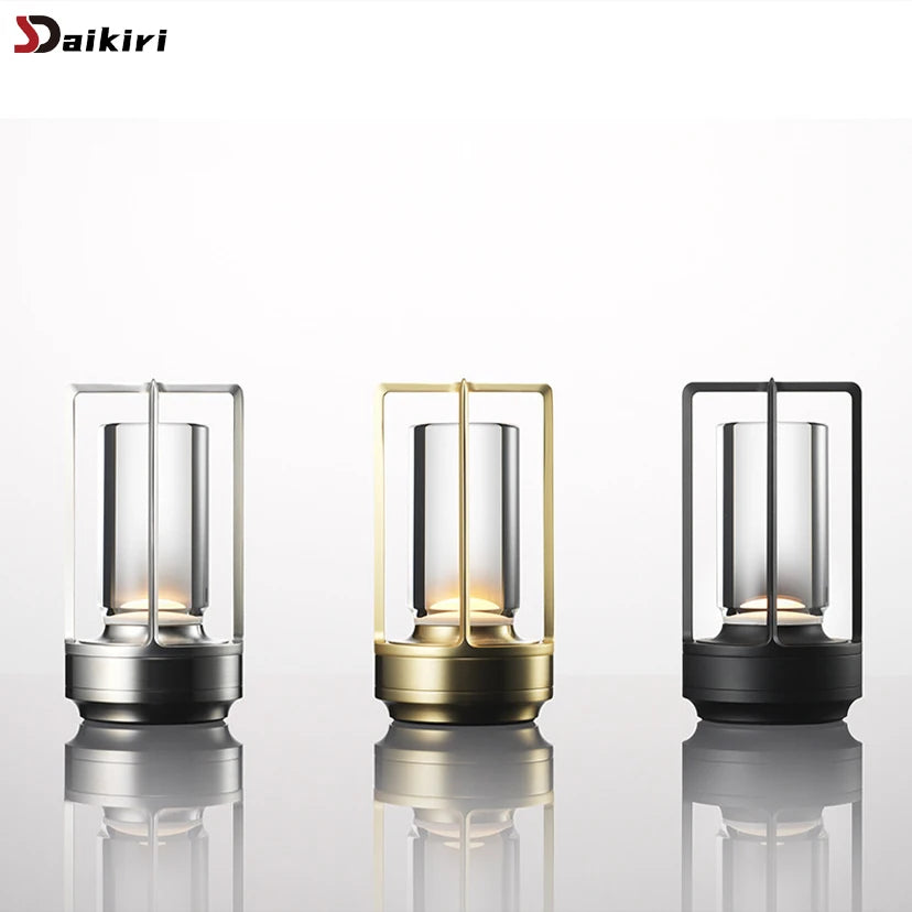 Aluminum Alloy Crystal Lamp LED Rechargeable Touch Table Lamp Restaurant Decoration Atmosphere Night Light Camping Creative Lamp
