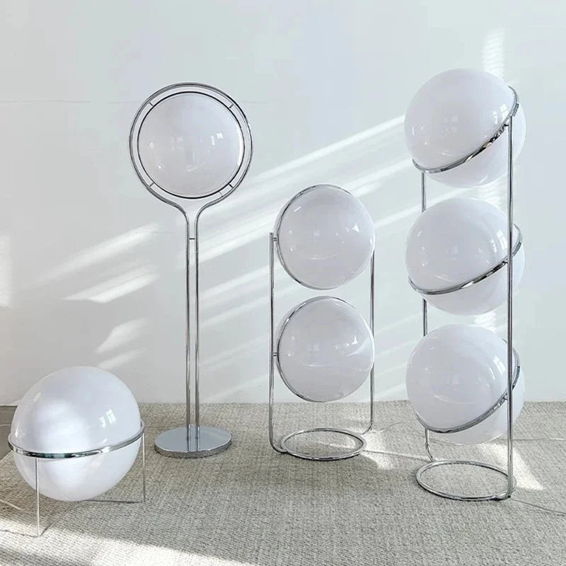 Garrault  Delord Floor Lamp Chrome Metal White Acrylic Ball Floor Light Living Room Hotel Room Sofa  Decoration Lamp