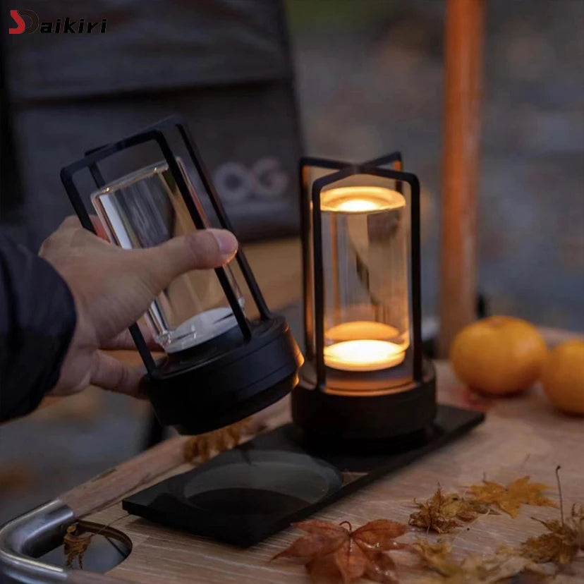 Aluminum Alloy Crystal Lamp LED Rechargeable Touch Table Lamp Restaurant Decoration Atmosphere Night Light Camping Creative Lamp