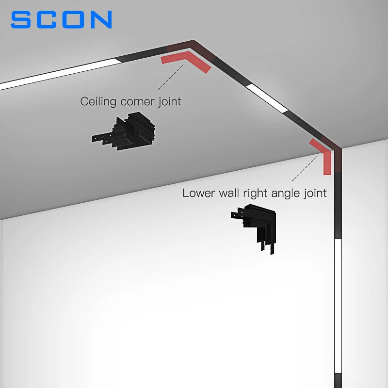 SCON Creative Magnetic Lamp Holder 34mm Width Aluminum 0.5M 1M Ceiling Recessed Suspended LED Magnet Mount Lights Track Rail