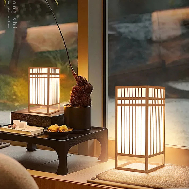 Bamboo Weaving Bamboo Handicrafts Minimalist Bedroom Study Desk Small Book Lamp Bedside Table Desk Lamp Japanese Book Lamp